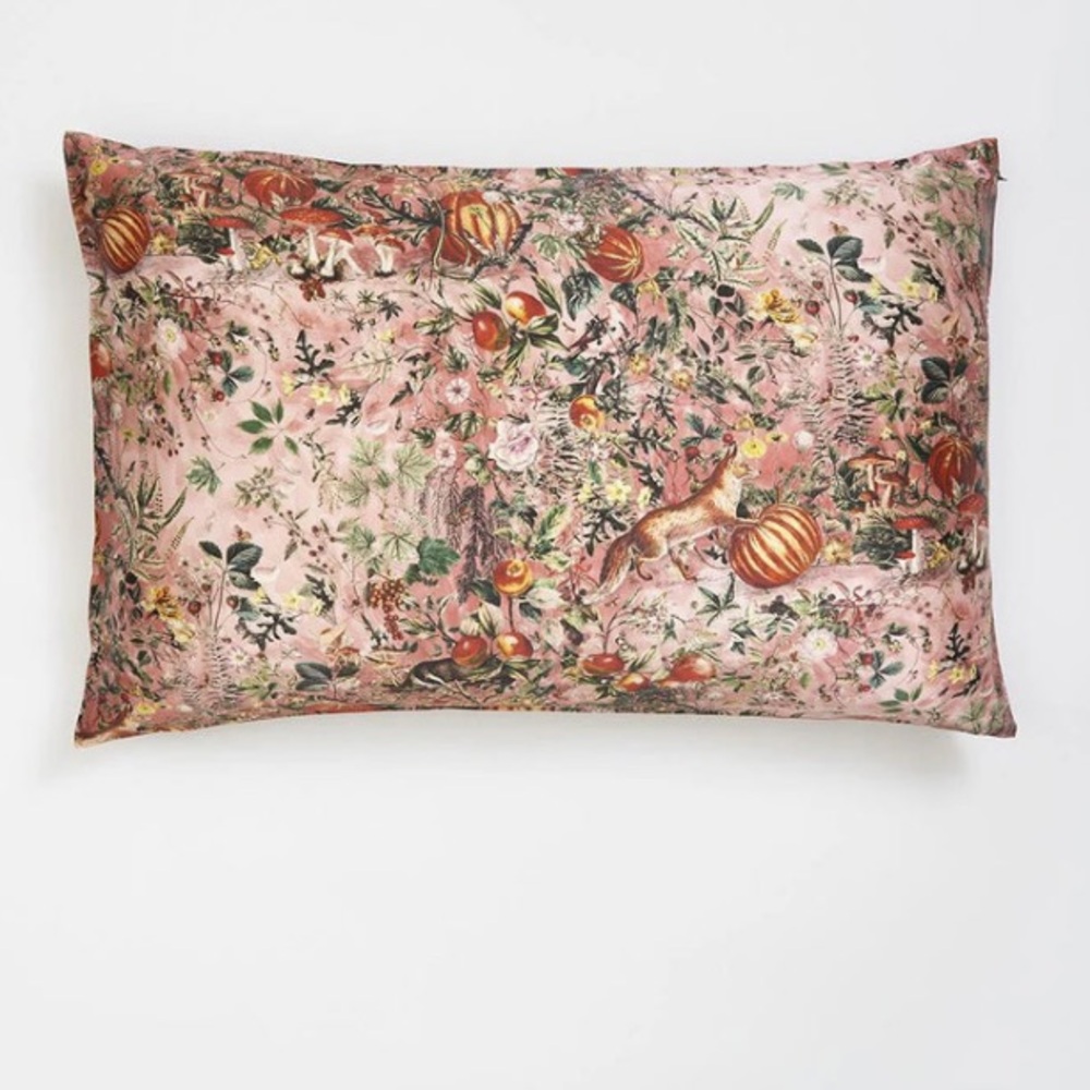 Fable England Folksy Fox Pink Silk Pillowcase (brand new)